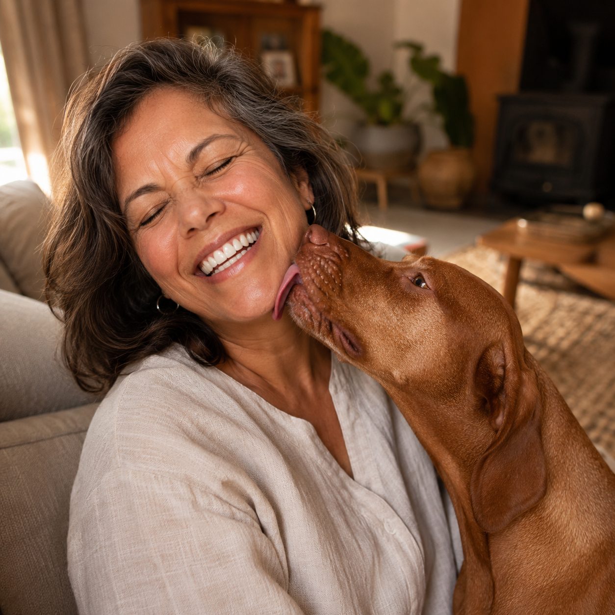 A happy dog with a healthy smile