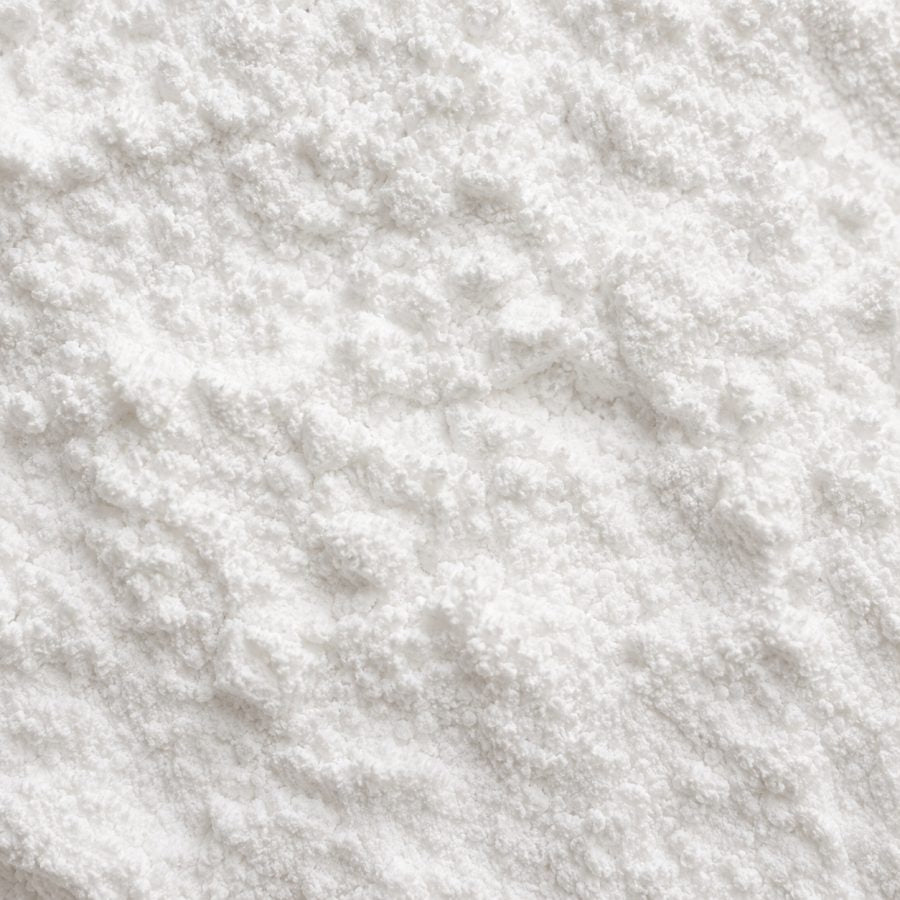 A soft mound of fine sodium bicarbonate powder
